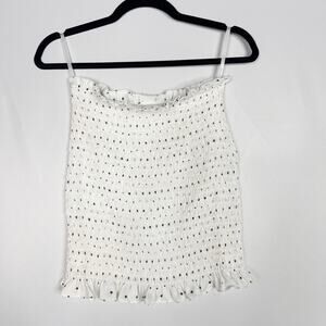 Superdown Small S White Black Star Print Smocked Mini Skirt Tube Top Tank Ruffle